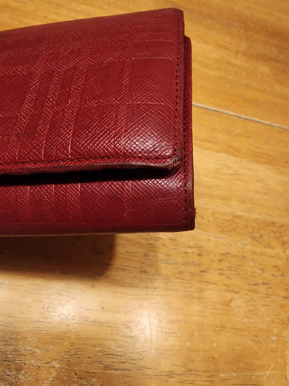 Burberry red embossed
